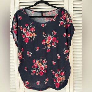 Boxy Blue and Pink Floral Blouse